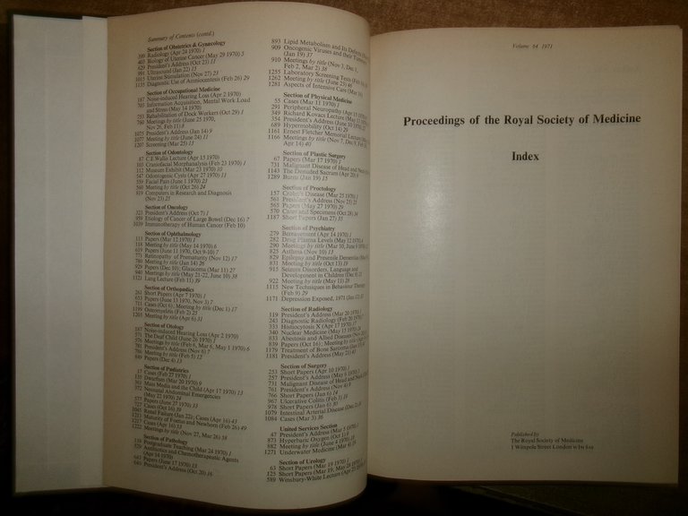 AA. VV. Proceedings of the ROYAL SOCIETY of MEDICINE 1969. …