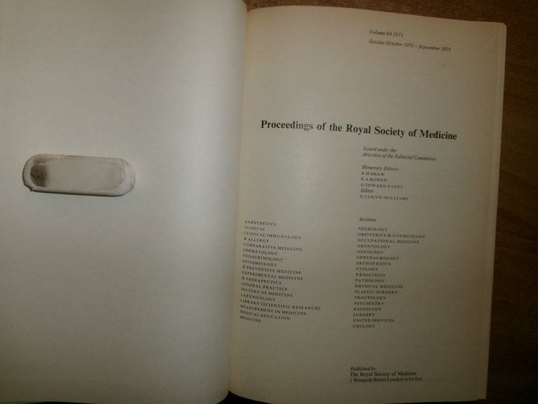 AA. VV. Proceedings of the ROYAL SOCIETY of MEDICINE 1969. …