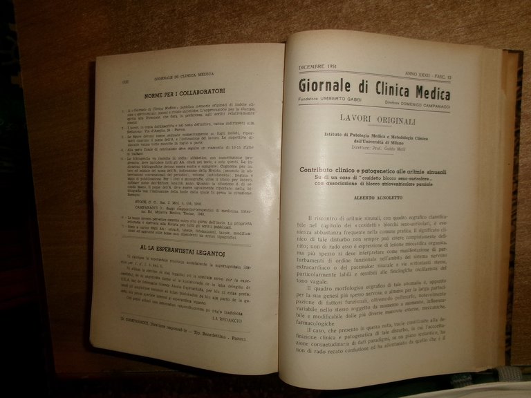 AA. VV. Prof. CAMPANACCI GIORNALE di CLINICA MEDICA 1951