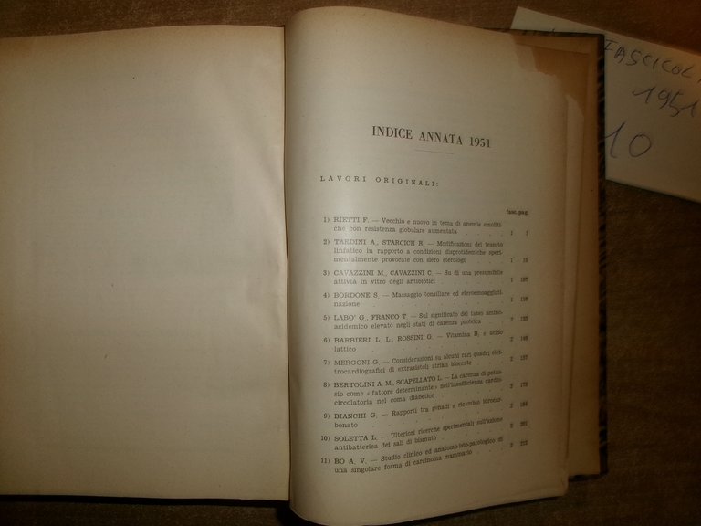 AA. VV. Prof. CAMPANACCI GIORNALE di CLINICA MEDICA 1951