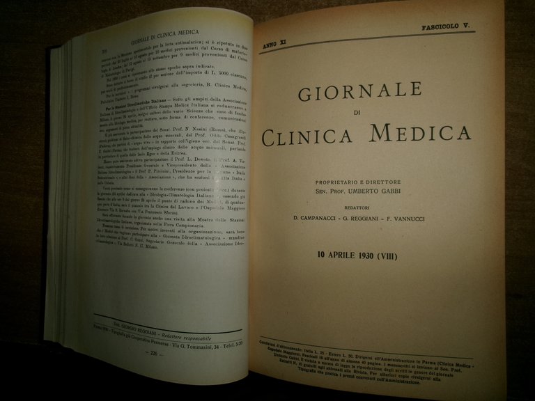 AA. VV. Sen. Prof. UMBERTO GABBI. Giornale di Clinica Medica. …