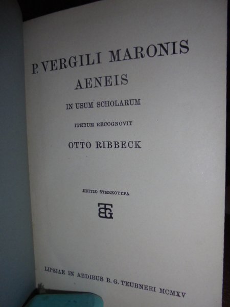 AENEIS in usum scholarum iterum recognovit Otto Ribbeck