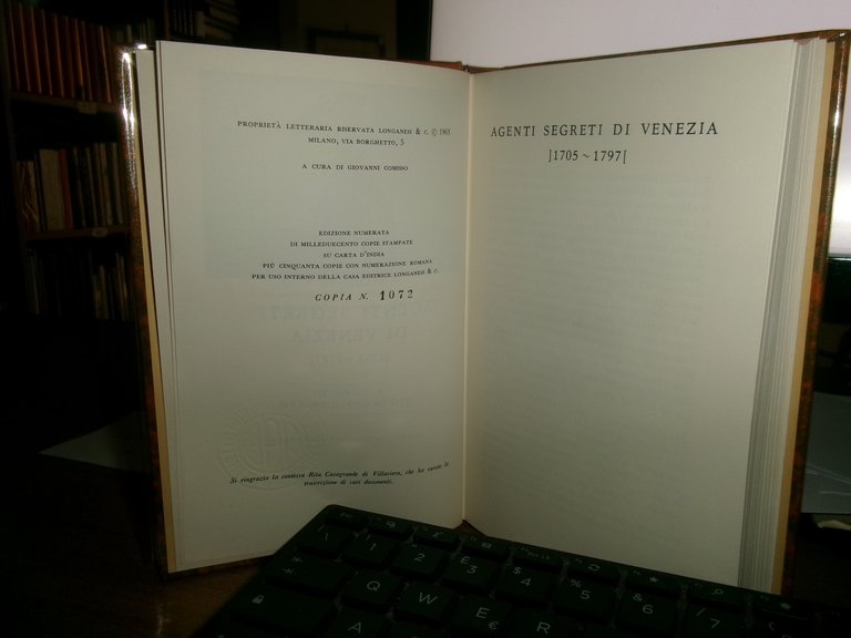 AGENTI SEGRETI DI VENEZIA 1705 - 1797 a cura di …