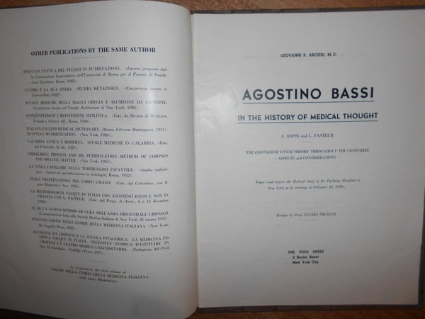 AGOSTINO BASSI in the History of Medical Thought