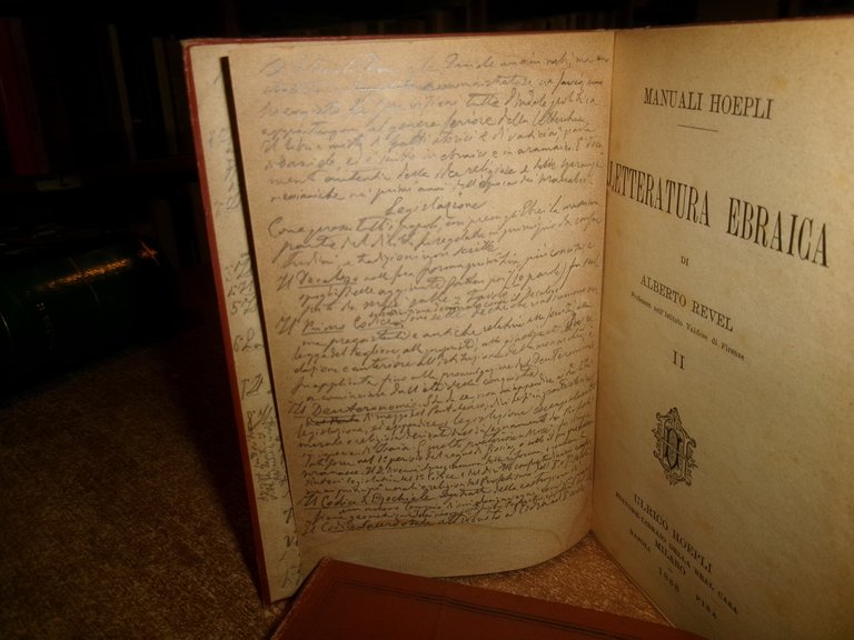 ALBERTO REVEL. Letteratura Ebraica - 2 volumi manuali Hoepli 1888