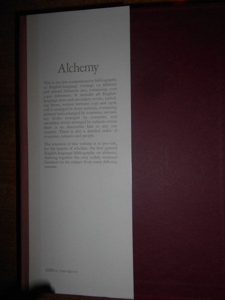 ALCHEMY. A Bibliography of English-Language Writings