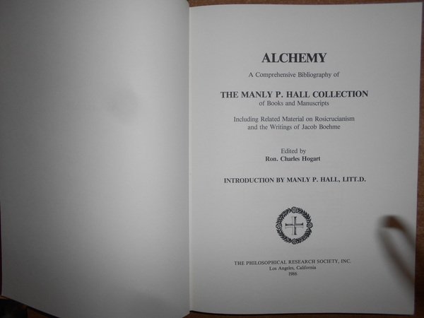 ALCHEMY A Comprehensive Bibliography of The Manly P. Hall Collection …