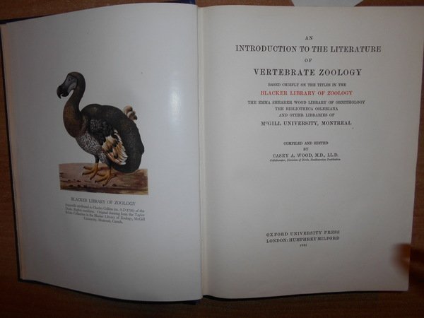 AN INTRODUCTION TO THE LITERATURE OF VERTEBRATE ZOOLOGY BASED CHIEFLY …