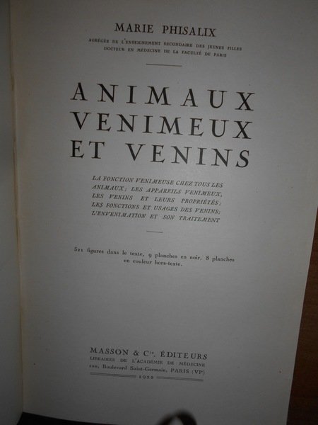 Animaux Venimeux et Venins. La fonction venimeuse chez tous les …