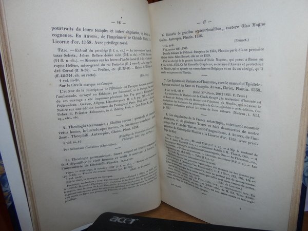 ANNALES PLANTINIENNES. Première Partie Christophe Plantin (1555 - 1589).