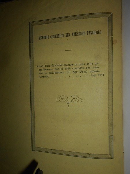 ANNALI delle Epidemie Italiane. Memorie della Società Medico-Chirurgica di Bologna …