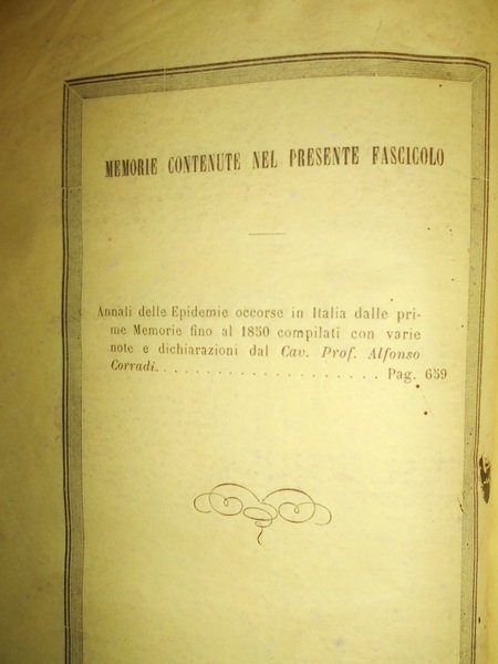 ANNALI delle Epidemie Italiane. Memorie della Società Medico-Chirurgica di Bologna …