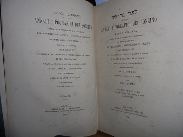 Annali Tipografici del Soncino. XV - XVI secolo