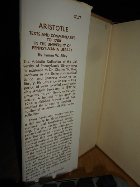ARISTOTLE TEXTS AND COMMENTARIES to 1700 in the University of …