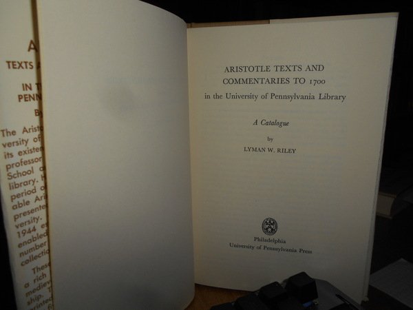 ARISTOTLE TEXTS AND COMMENTARIES to 1700 in the University of …
