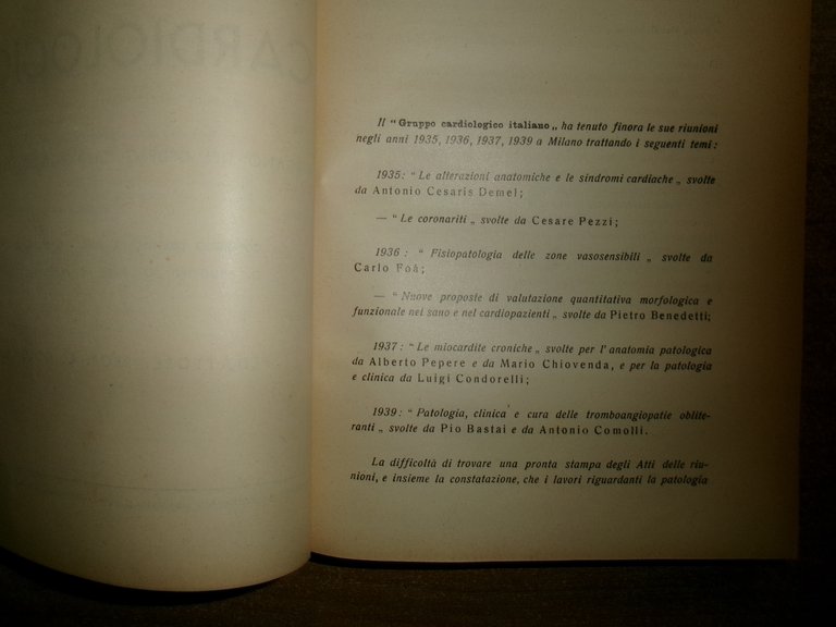 Autori Vari. FOLIA CARDIOLOGICA. Atti Soc. It. Card. 1940/1950
