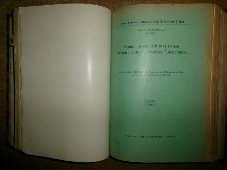 Autori Vari MISCELLANEA di numerosi estratti/opuscoli riguardanti la tubercolosi 1931