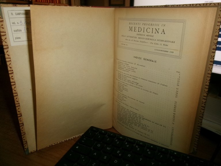 Autori Vari. RECENTI PROGRESSI in MEDICINA 1949 2 volumi