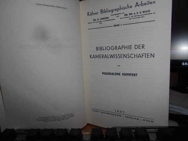 Bbibliographie der Kameralwissenschaftlen.