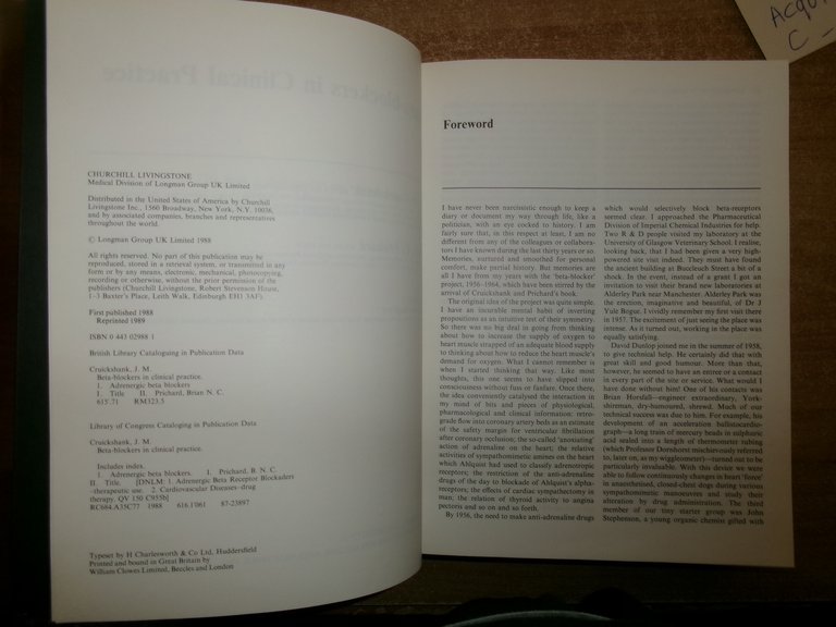 BETA-BLOCKERS in CLINICAL PRACTICE. I.M. CRUICKSHANK B.N.C. PRICHARD 1989