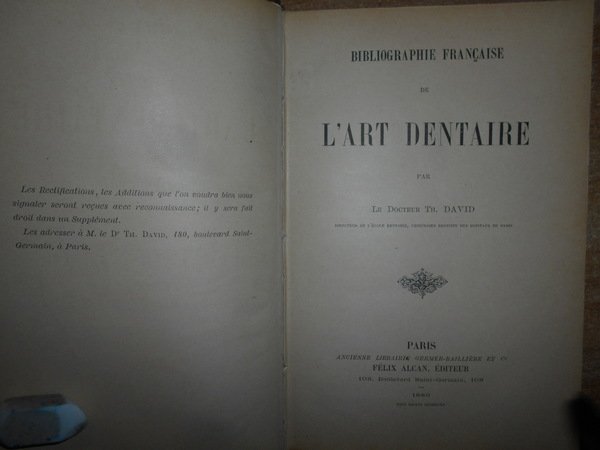 BIBILIOGRAPHIE Française de L' ART DENTAIRE