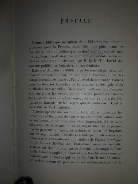 BIBILIOGRAPHIE Française de L' ART DENTAIRE
