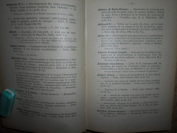 BIBILIOGRAPHIE Française de L' ART DENTAIRE