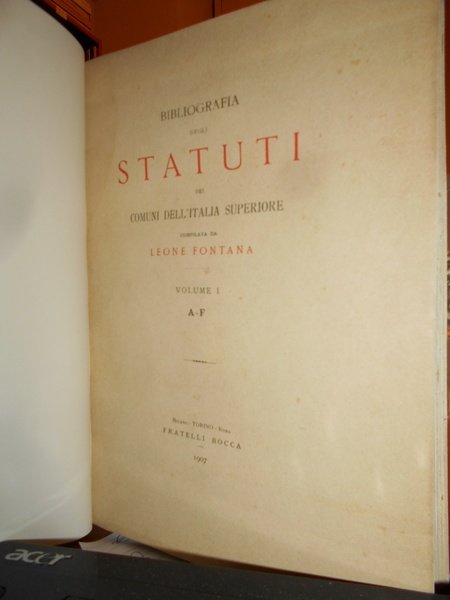 Bibliografia degli STATUTI dei Comuni dell' Italia Superiore