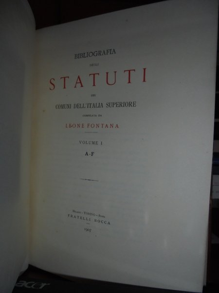 Bibliografia degli STATUTI dei Comuni dell' Italia Superiore