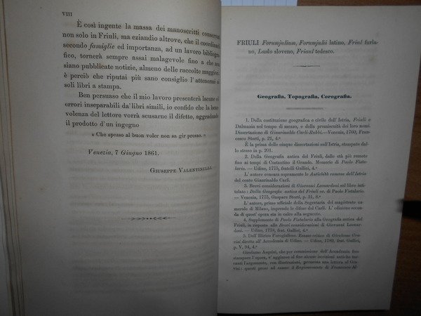 Bibliografia del Friuli saggio di Giuseppe Valentinelli