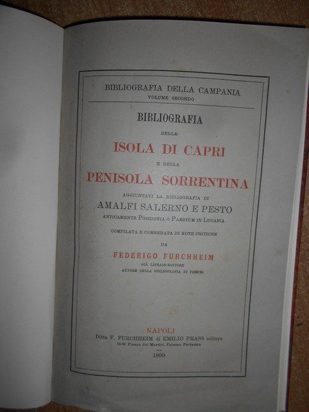 BIBLIOGRAFIA della Isola di Capri e della Penisola Sorrentina aggiuntavi …