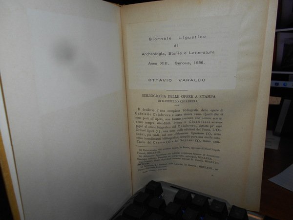 Bibliografia delle Opere a stampa di Gabriello Chiabrera