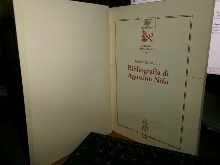 Bibliografia di Agostino Nifo. ENNIO DE BELLIS 2005