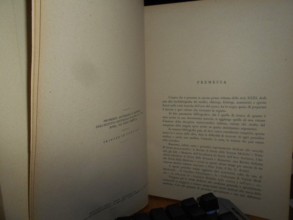 BIBLIOGRAFIA di STORIA della MEDICINA d' ITALIA