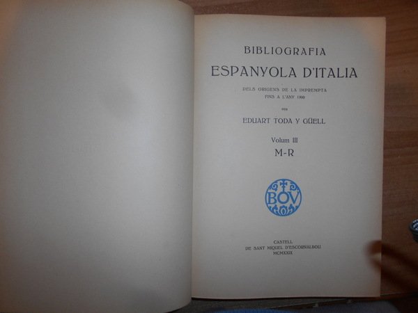 Bibliografia ESPANYOLA D' ITALIA dels origines de la imprenta fins …