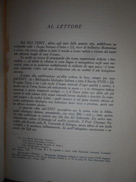 BIBLIOGRAFIA IDROLOGICA ITALIANA