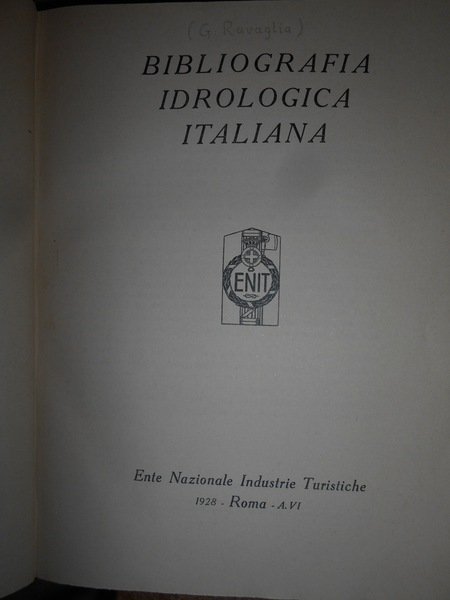 BIBLIOGRAFIA IDROLOGICA ITALIANA