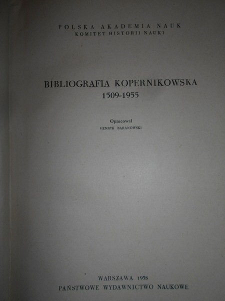 Bibliografia Kopernikowska 1509 -1955 - 1956 - 1971