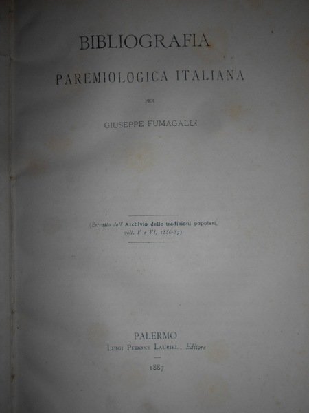 BIBLIOGRAFIA Paremiologica Italiana