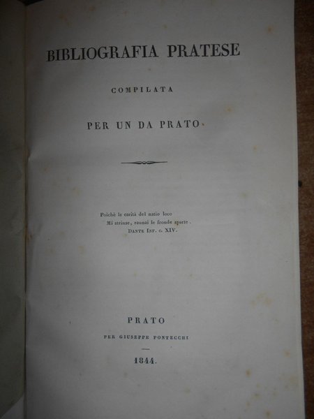 BIBLIOGRAFIA PRATESE compilata per un da Prato
