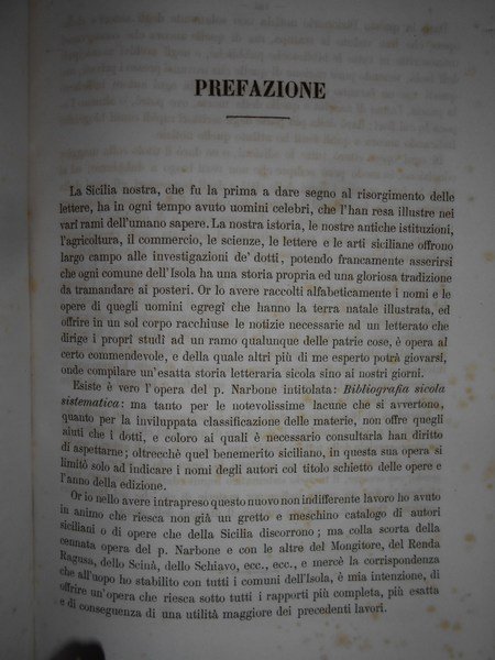 BIBLIOGRAFIA Siciliana ovvero Gran Dizionario Bibliografico. Delle Opere edite e …