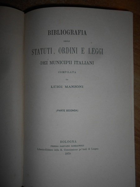 BIBLIOGRAFIA Statutaria e Storica Italiana