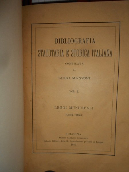 BIBLIOGRAFIA Statutaria e Storica Italiana