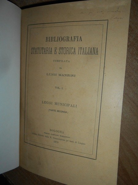 BIBLIOGRAFIA Statutaria e Storica Italiana