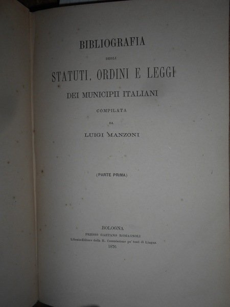 BIBLIOGRAFIA Statutaria e Storica Italiana