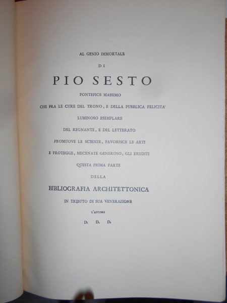 BIBLIOGRAFIA STORICO-CRITICA DELL'ARCHITETTURA CIVILE ED ARTI SUBALTERNE