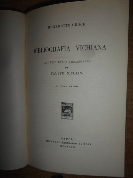 BIBLIOGRAFIA VICHIANA accresciuta e rielaborata da Fausto Nicolini