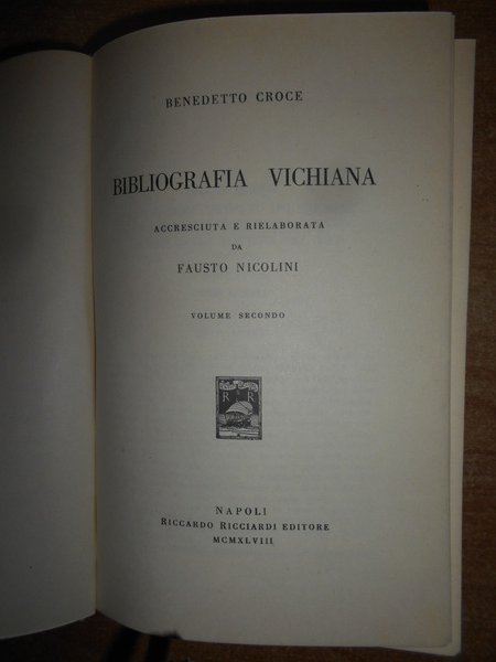 BIBLIOGRAFIA VICHIANA accresciuta e rielaborata da Fausto Nicolini