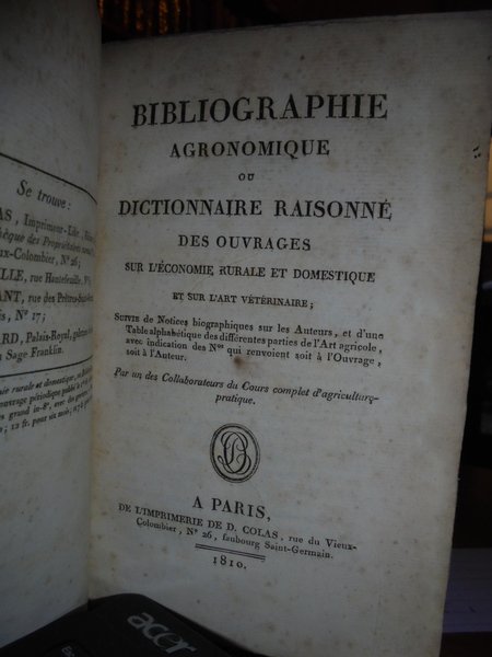 BIBLIOGRAPHIE Agronomique ou Dictionnaire raisonné des ouvrages sur l' économie …