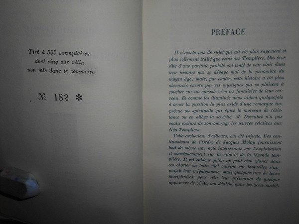 Bibliographie de L' ORDRE DES TEMPLIERS (Imprimés et Manuscrits)